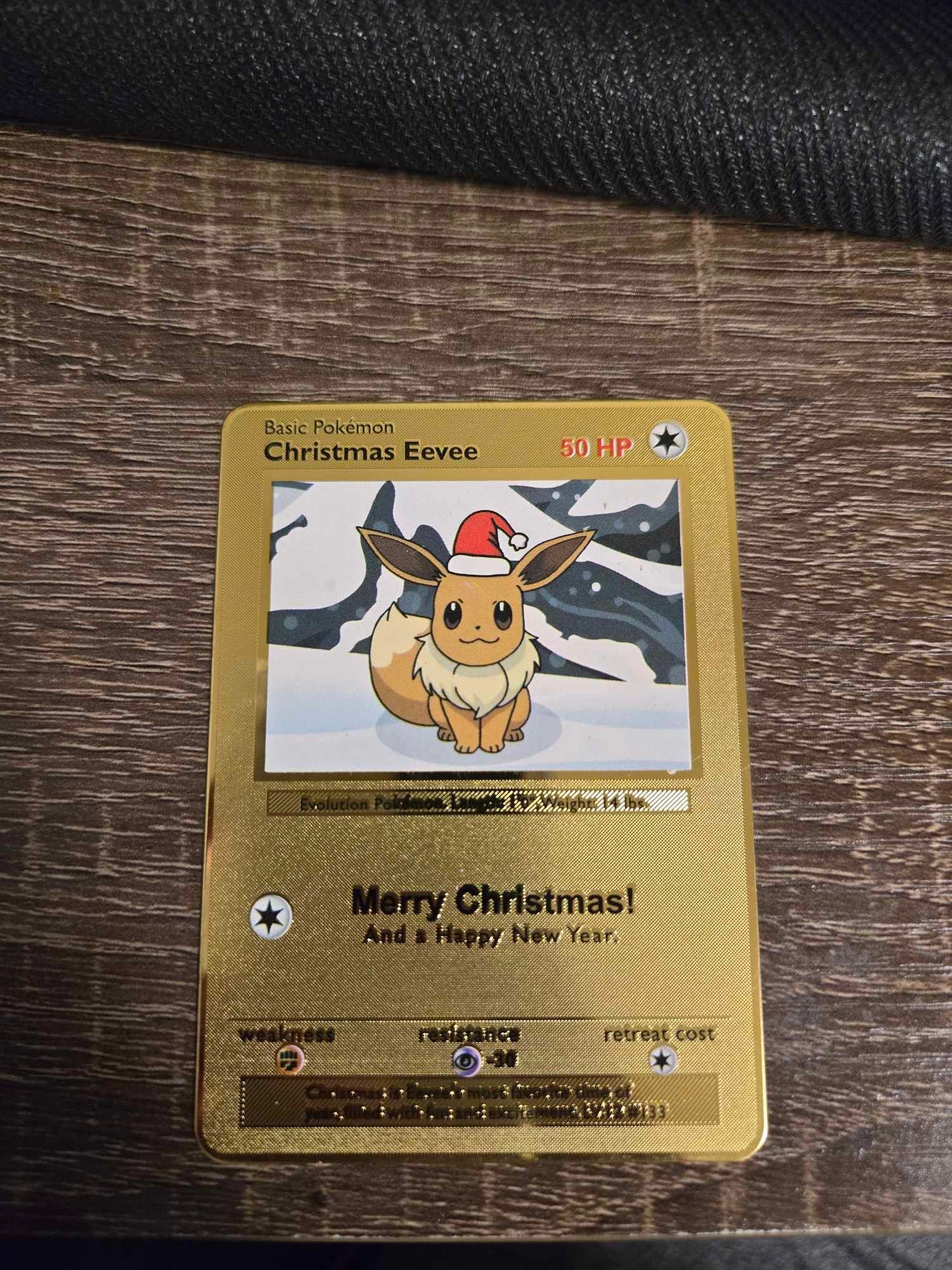 Christmas Eevee Pokemon Card (Metal)