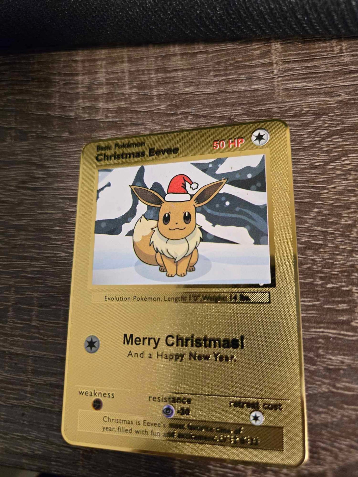 Christmas Eevee Pokemon Card (Metal)