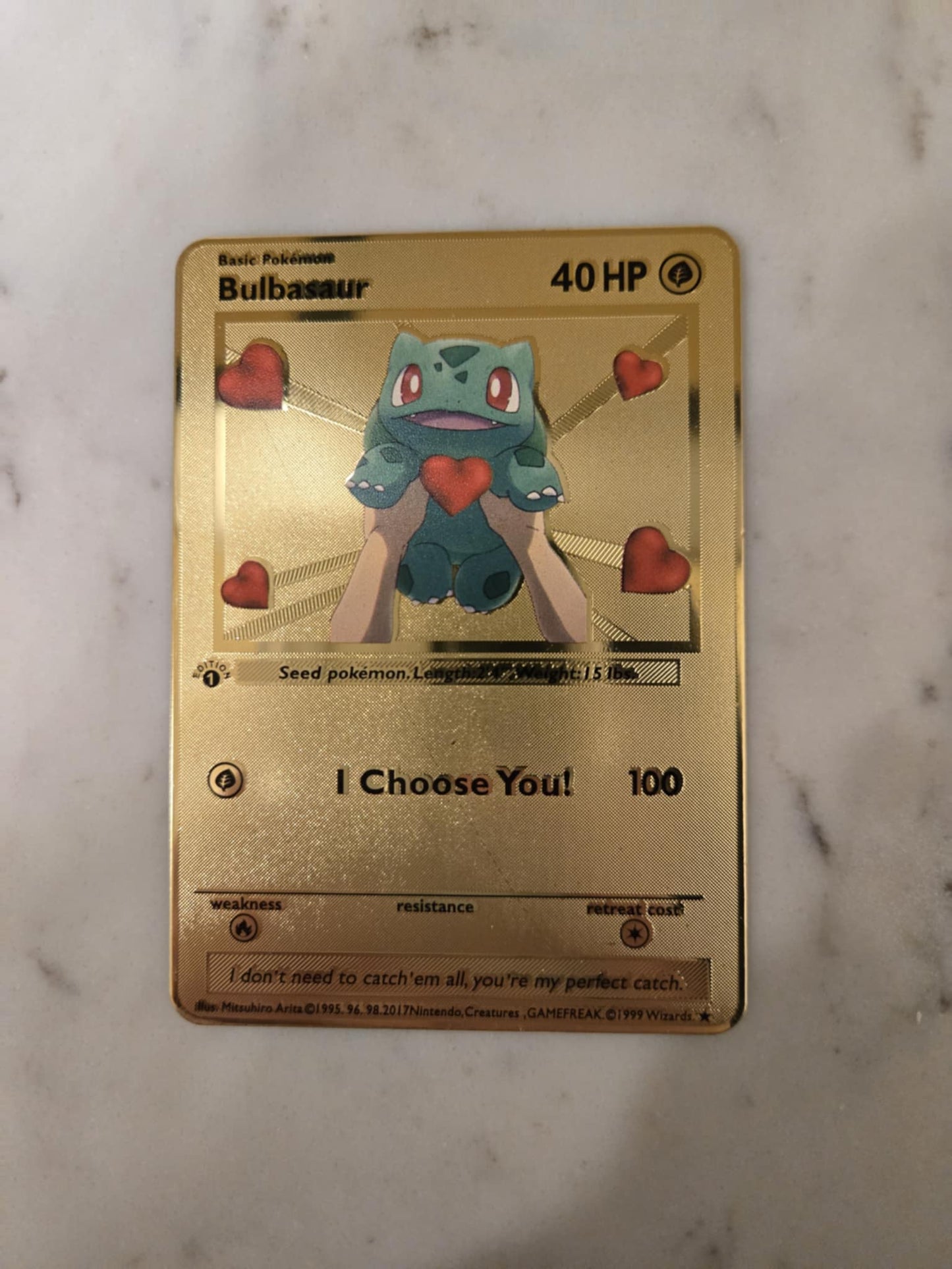Bulbasaur Valentines Pokemon Card (Metal)